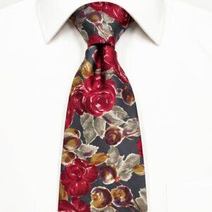 Surrey Italian Silk Tie Grapes Red Carnation Floral Flower Botanical Art Italy